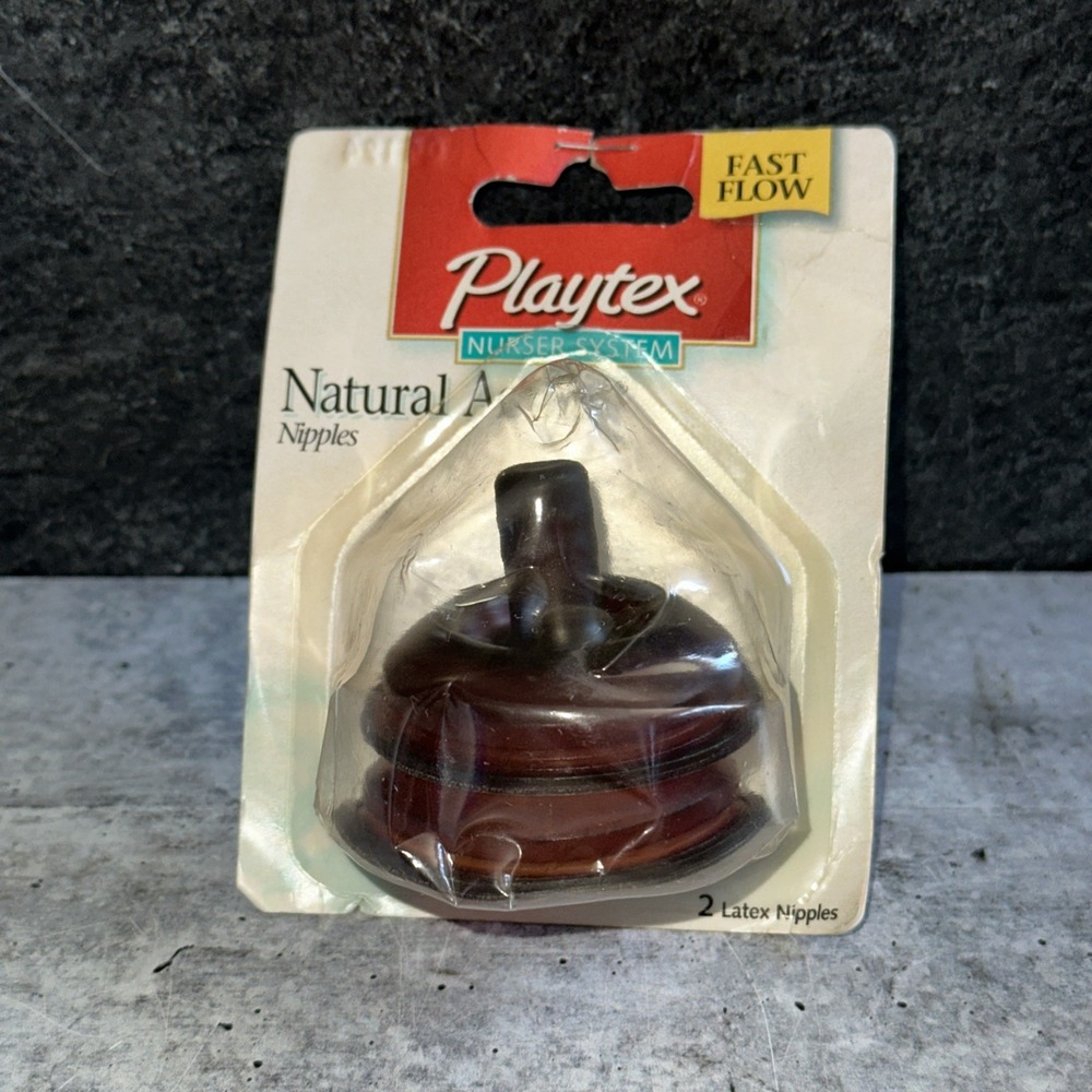 Vintage Playtex Natural Action Flat Top Latex Baby Bottle Nipples Fast Flow  (L)